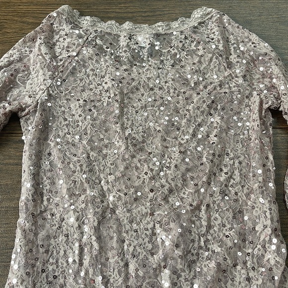 Moda International Rose Gold Lacy Sequin Top - Picture 12 of 12
